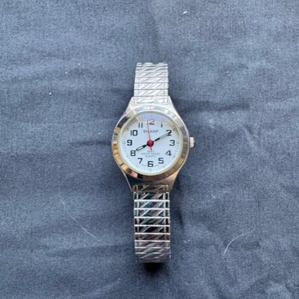 Vintage Sharp Quartz Watch - SS Case and Silver Tone Stretch Band